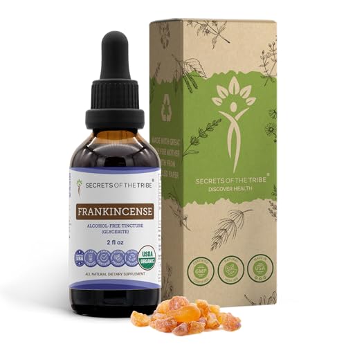 Secrets of the Tribe Frankincense USDA Organic Tincture Alcohol-Free Extract Frankincense (Boswellia Serrata) Dried Resin 2 oz