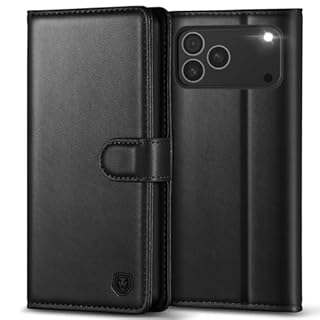 Kuafcase Compatible for iPhone 17 Pro Max Case with 4 Card Slots Magnetic Closure Kickstand Shockproof Protective Phone Case Compatible for iPhone 17 Pro Max - Black