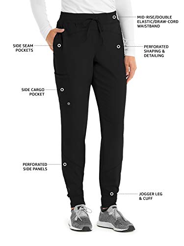 Barco One 5105-Bop513 Women's V-Neck Top + Boost Jogger Pant Medical Scrub Bundle Black Xs-Xs #TOP4