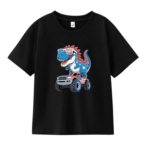 Image of Boys Constitution Day 250 Anniversary USA Shirt Independence Shirt 3-8T | for Kids Boys Girls Toddlers 3T-8T, 4th of July Dinos Flag Patriotic Tee, Independence Day