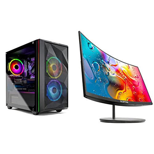 SkyTech Chronos Mini Gaming Computer PC Desktop & Sceptre Curved 27
