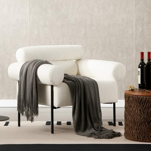 Sillón con respaldo cilíndrico y asiento cuadrado Blanco