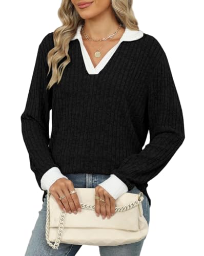 Image of Womens Long Sleeve Shirts Fashion Fall Tops Blouses Sweater Dressy Business Casual Outfits