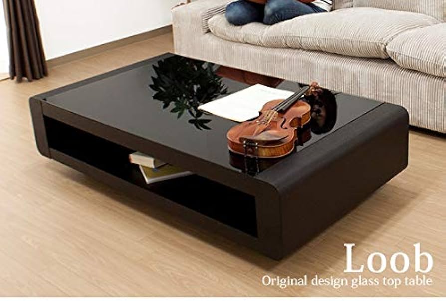 ブラックガラストップリビングテーブル/Loob Amazon｜ブラックガラストップリビングテーブル/Loob｜座卓・ちゃぶ台