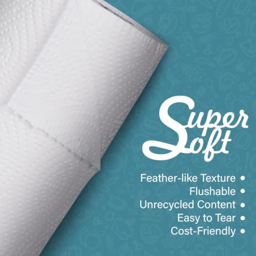 Image of Softouch Kitchen Towel Paper Roll - 2 Ply Tissue Paper Roll, 390 Pulls, 6 Rolls x 65 Sheets, Soft & Absorbent Virgin Cellulose Towels for Kitchen Cleaning