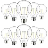 Sunco Lighting 10 Pack Clear Globe Light Bulbs LED 40W=3.5W, G25 Round Edison Filament Bulbs for...