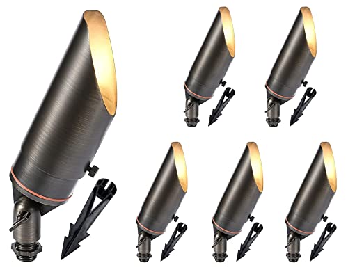 LED Spot Lights Outdoor Landscape Lighting 106 - Solid Brass Spotlight LED Yard Lights Security Landscape Lights for Beautiful Bright Long Lasting Home Garden Patio Area Deck Lighting (6 Pack No Bulb)