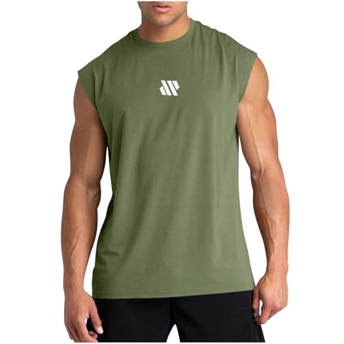 Camiseta Tirantes Hombre Ofertas,Camisetas de Tirantes Verano Moda Hombres Diario Deporte Gym Camiseta Sin Mangas con Cuello Redondo Fitness Impresión Chaleco Holgados Casual T Shirt Tank Top