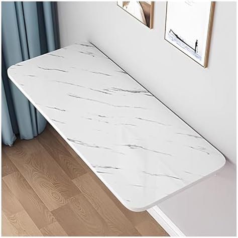 Space-Saving Wall-Mounted Drop Leaf Dining Table & Folding Office Desk Compact Laundry Workbench White Stone Grain Versatile Floating Laptop & Work Table
