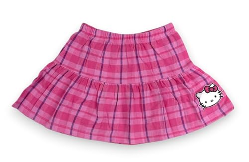 Image of Hello Kitty Girls 2-Piece Outfit Set, Long Sleeve Fleece Sweatshirt and Plaid Flannel Skirt, Fall Winter Clothing - Light Pink Plaid 5-6