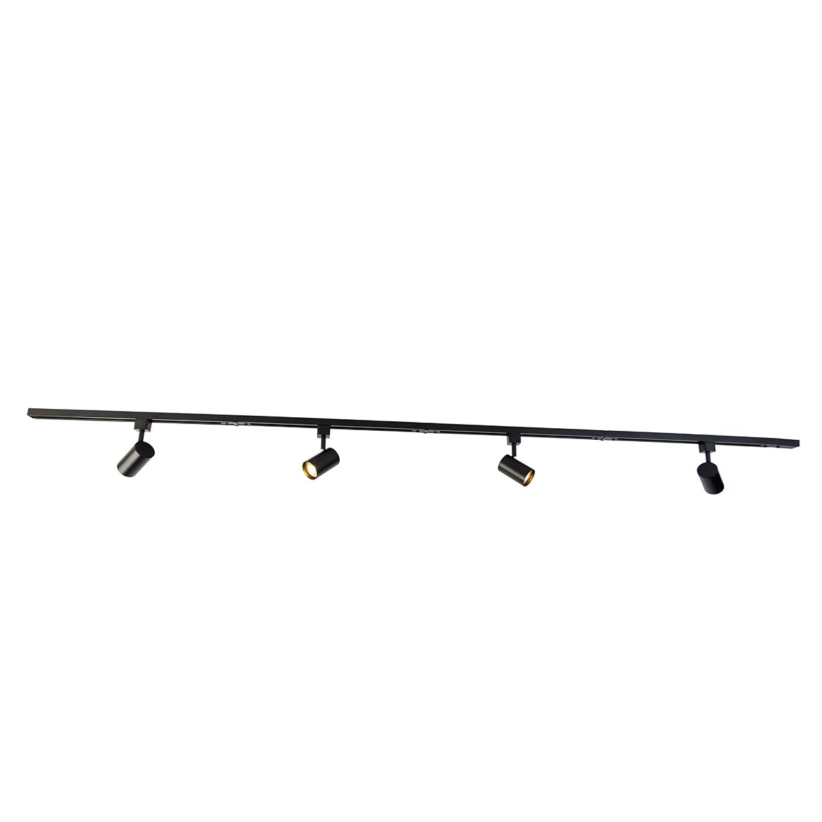 Qazqa Modern Schienensystem Lampen Komplettset, Schienenbeleuchtung, Deckenstrahler, Schwarz, 4-flammig, 210cm