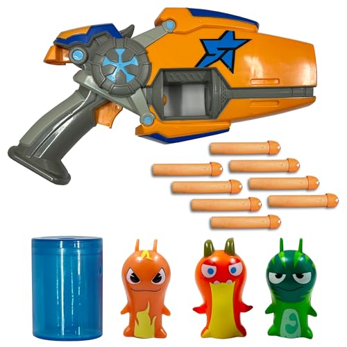 SLUGTERRA Eli's Rapid Fire Megamorph Blaster & Mini Collectible Figurines Bundle, Toy Set Includes 1 Blaster, 2-Pack Slug Characters, 8 Slug Ammo & Burpy Exclusive Figure