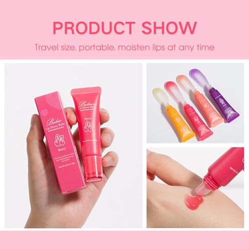 4Pcs Lip Balm Gift Set, Plumping Lip Glow Oil, Fruit-flavored Moisturizing Lip Gloss Lip Oil Set, Jelly Liquid Lipstick Glossy Lip Care for Dry Lips, Lip Tinted Oil Color for Teen Girls - Image 7