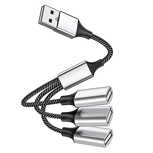 MEIRIYFA USB Splitter Y Cable for Charging OTG 3 in 1 USB 2.0 A Male to 3 Female Extender Hub Data Charging Split Adapter for Phone/PC/Car/Laptop