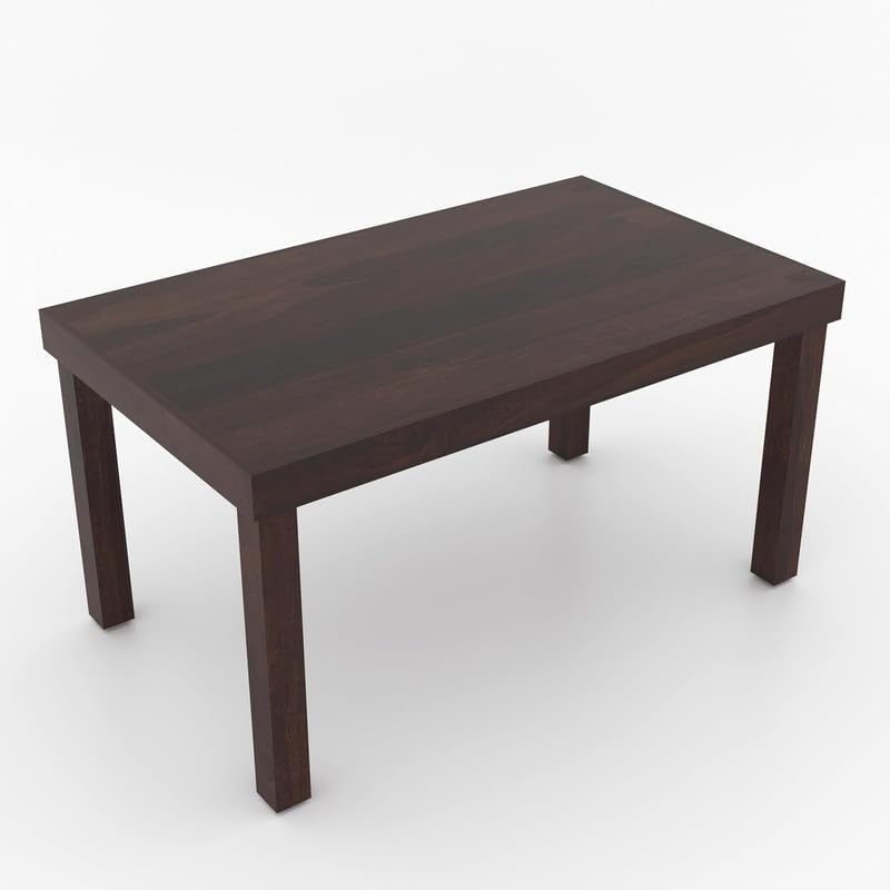 Image of Furniture Solid Sheesham Wood 6 Seater Dining Table Set with Cushioned Chairs | Multipurpose Wooden Six Seater Dinner Table Set for Living Room, Dining Area and Home (Walnut Finish)