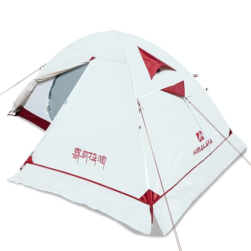 Himalaya 4 Season Camping Tent for Hiking, 3 Person Camping Dome Tent, Backpacking Tent Waterproof Windproof Portable for Outdoor Camping Trekking Beach (Tent with Hem, offwhite)