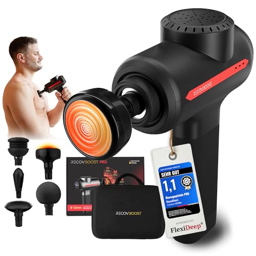 PRO Massagepistole mit Wärmefunktion NOTE 1 1 Massage Pistole mit verstellbarer Massagetiefe - Massage Gun Massagegerät für Rücken Nacken Faszien - Faszienpistole Muskelpistole für Sportler