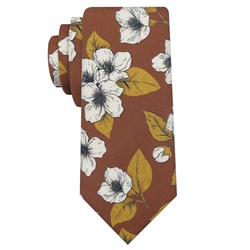 Image of Mantieqingway Floral Ties for Men Skinny Cotton Tie Flower Necktie