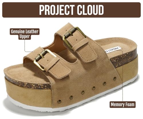 Image of Project Cloud 100% Genuine Leather Platform Sandals Women Wedge Sandals