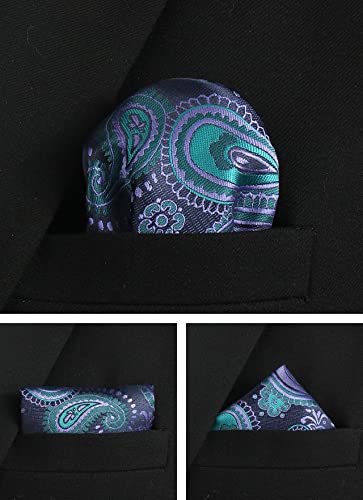 Image of Paisley Floral Mens Tie Formal Necktie Pocket Squares Ties Clips Cufflinks Classic for Men Set