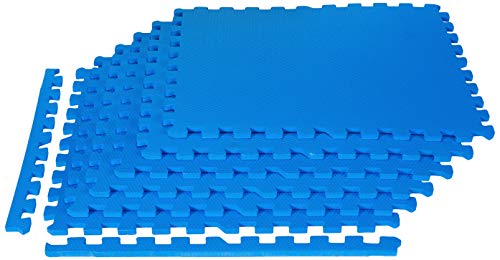 Image of Amazon Brand - Symactive 12 mm Kids Interlocking Puzzle Exercise Mat with EVA Foam Interlocking Tiles (Set of 6, Each Tile Size 2 x 2 Ft, 12 mm thickness, Blue)