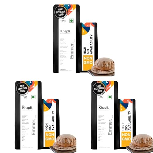 Image of TWF Stone ground Khapli Wheat Flour | 5kg | Clinically Certified Low GI of 39 | No Blending - 100% Khapli Atta | Diabetic-Friendly | High Fiber & Protein | Emmer Atta (Pack of 3)