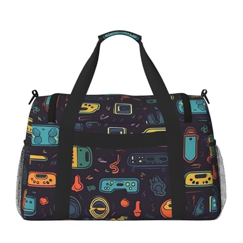 Game Video Gaming Pattern Travel Duffel Bag Lightweight Waterproof Carry On Tote Bag Foldable Weekender Overnight Bags Sport Gym Bag For Women Men2