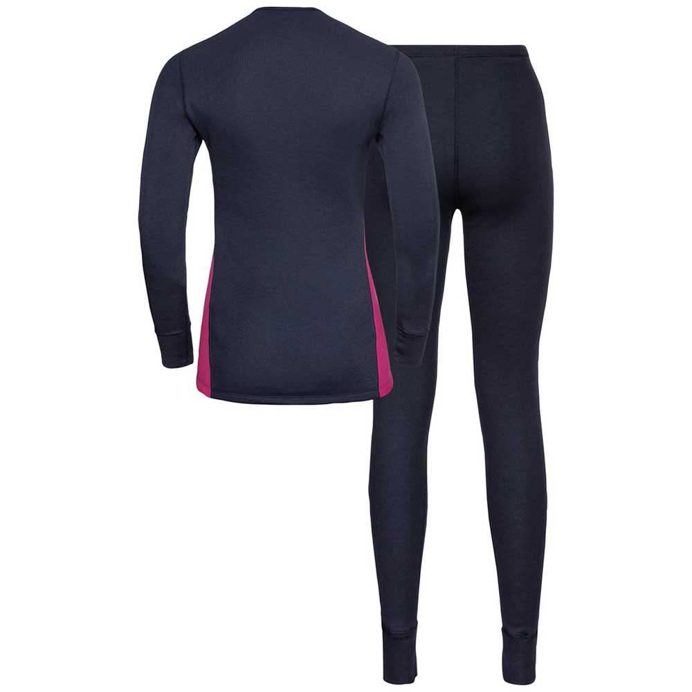 Odlo Damen Funktionsunterwäsche Set Active WARM ECO, Dark Sapphire - Beetroot Purple, XS