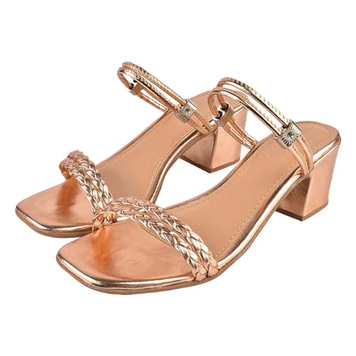 Kit Com 2 Pares Sandália Feminina Salto Bloco Confortável Direto Da Fábrica SS10 34 ao 39 (Cobre e P