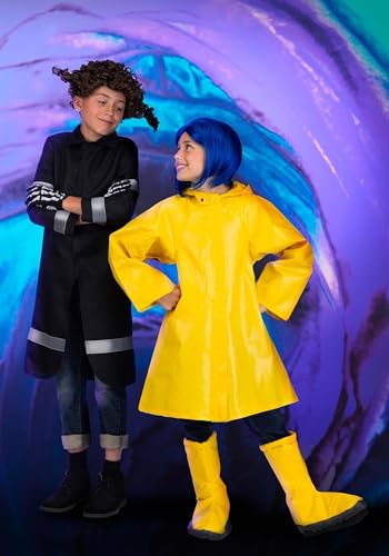 Disfraz Coraline Wybie para niños con chaqueta, peluca y guantes miniatura 5