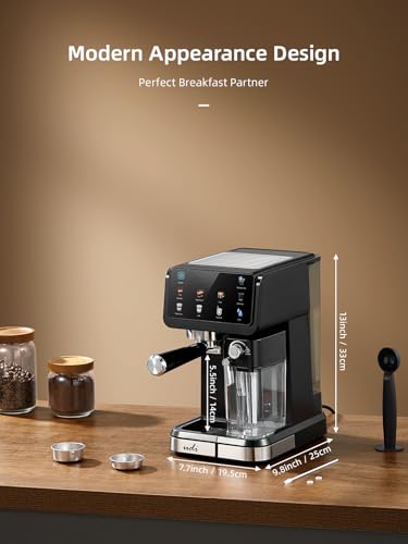 Image of UDI 20 Bar Espresso Machine, 9-in-1 Coffee Maker with Automatic Milk Frother & Detachable Milk Tank, One-Touch Cappuccino Latte Macchiato Americano Iced Espresso, Self-Cleaning Function for Home Use