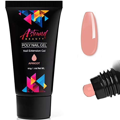 Astound Beauty Lazy Girl Polygel Nail Kit, 3 in 1 Nail Glue and Base Gel, Coffin Nail Tips with UV Lamp (Regular)