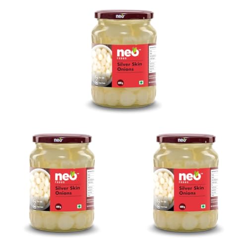 Image of Neo Silver Skin Onions 680g I Sirka Onion I 100% Plant Based & Natural I Ideal for Cocktail and as Side Dish for Snacks I (Pack of 3)
