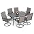 Anmutig 7-Piece Outdoor Dining Set, 6 Swivel Patio Chairs & 60'' Rectangular Dining Table with All Weather Frame Furniture Set - Tan Grey Style2