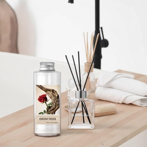 Image of STRN Reed Diffuser Oil Refill, Ebony Rose Scented Diffuser Oil Refills with 6 Reed Sticks 200ML(6.8fl.oz), Room Fresheners for Home, Long-Lasting Summer Fragrance for Living Room, Bedroom, Office
