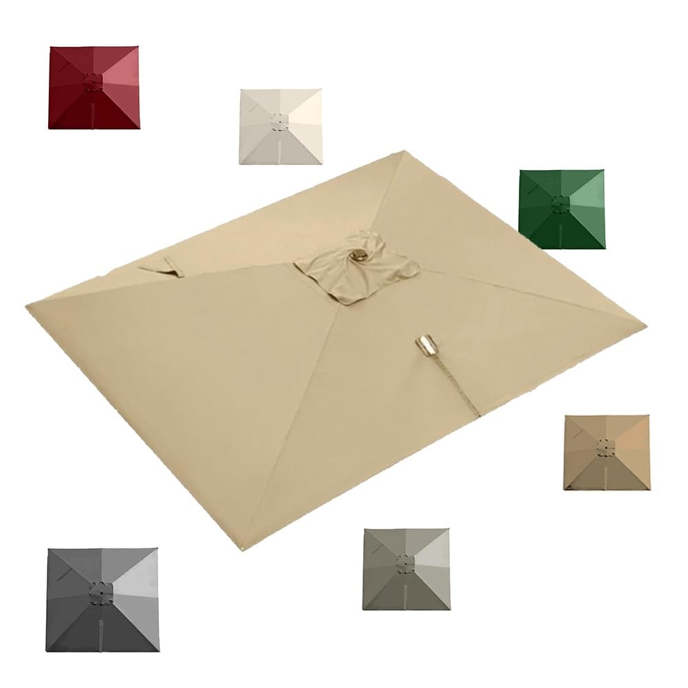 Tessuto di Ricambio per Ombrellone Quadrato 3x3m 3x4m 8 Stecche Telo di Ricambio per Ombrellone Giardino A Sbalzo Baldacchino Impermeabile UV50+(Khaki,3x3m (10x10ft))