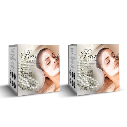 Luster Pearl Whitening Therapy Facial Kit | Enriched with Licorice & Herbal Extracts | 6 Step Facial Kit | Single Use Mini Facial Kit | Perfect Glowing Skin | Paraben Free – 40g (Pack of 2)