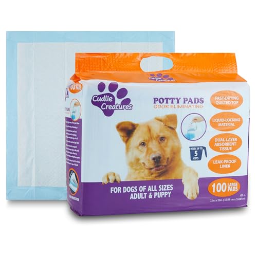 Image of Cudlie Training Pads for Dogs, 100 Count ,22 inchx22 inch| Puppy Pee Pads for Dogs | Absorbent Dog & Puppy Supplies for Dog Training and House Training