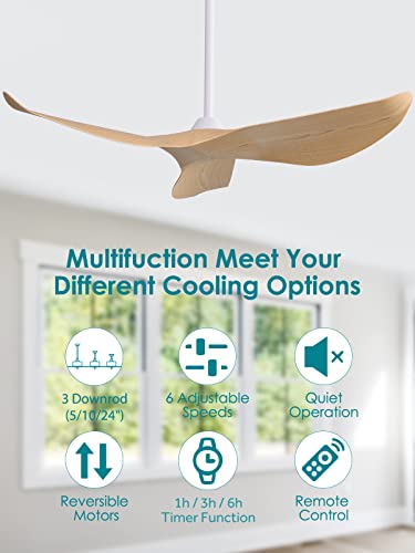 Sofucor-52-Ceiling-Fan-no-Light-and-Remote-Control-Modern-Ceiling-Fan-without-Light-Indoor-Outdoor-Ceiling-Fan-with-Reversible-Motor-6-Speeds-Burlywood