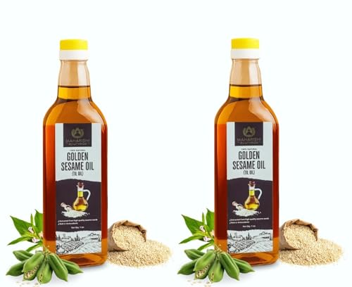 Image of Maharishi Ayurveda Organic Certified Sesame Oil | Cold-Pressed, Unrefined Til Oil | Supports Vata Balance, Skin & Hair Nourishment | 1000 ml Pack of 2