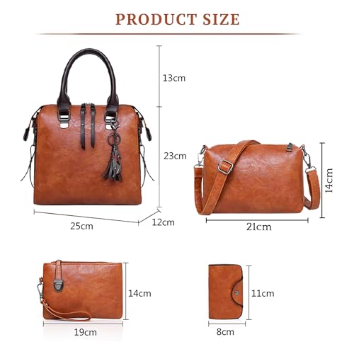 Image of SYGA Pack Of 4 Women Handbag Set,Pu Leather Handbag With Crossbody Bag, Clutch Bag And Credit Card Holder Tote Bag