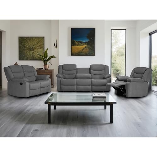 Microfiber 3-Piece Reclining Sofa Set - Gray
