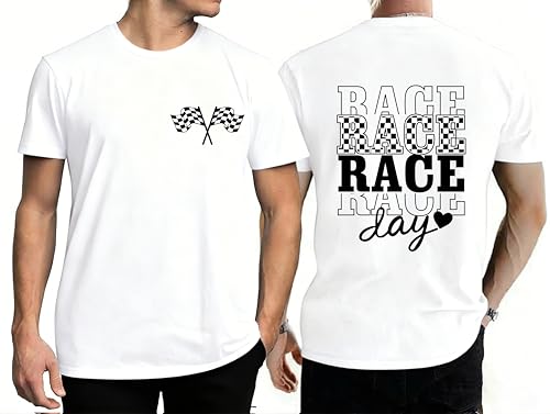 Racing Shirts for Men Checkered Flags Short Sleeve Tee for Car Lover Racing Car Vintage Men's Graphic T-Shirt