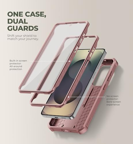 Image of Dexnor for Samsung Galaxy S26+ Plus Case with Upgraded Slide Camera Cover & 2 Front Frames & Built-in Screen Protector & Kickstand, Heavy-Duty Rugged Case Full-Body Protective Cover(2026),Peony Pink