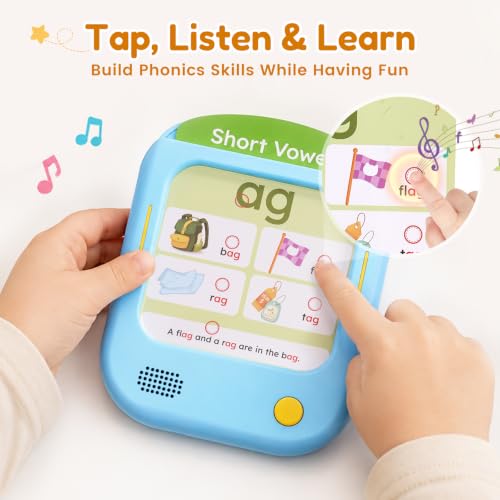 Image of JoyCat Kids Learning Tablet, Phonics Learning Pad with 156 Pages Talking Flash Cards, 5 Level Progress Phonics Educational Toy, Learn to Read, Birthday Gift for Boys Girls Ages 3-8