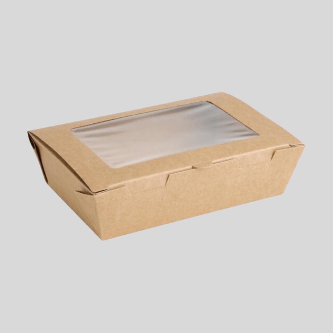 KURTT - 100 Stück - Gastronomie - Catering-Boxen - Take Away - BIO - Brötchengeschäft - umweltfreundlich - Einweg - Lebensmittelverpackung - KRAFT - Größe L