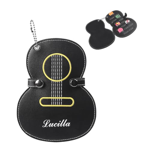 GiftBud Personalized Guitar Pick Case - Custom Name Guitar Pick Holder with Guitar-Shaped Design, Compact Pick Storage Organizer for Guitar Players, Musicians