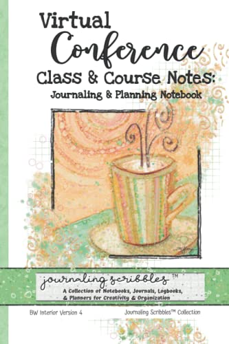 Virtual Conference Class & Course Notes: Journaling & Planning Notebook - Ver 4:: Journaling Scribbles Collection - Red Coffee Cup Art - BW 6x9 Book