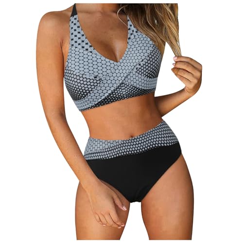 Trajes de playa sexy de dos piezas para mujer, bikini de tul bandeau con lazos, traje de baño de corte grande para mujer, bikini de dos piezas, trajes de baño con control de barriga, bikini de cintura