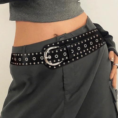 COSYDAYS Wide Waist Belt Black Punk Leather Belts Fashion for Women4